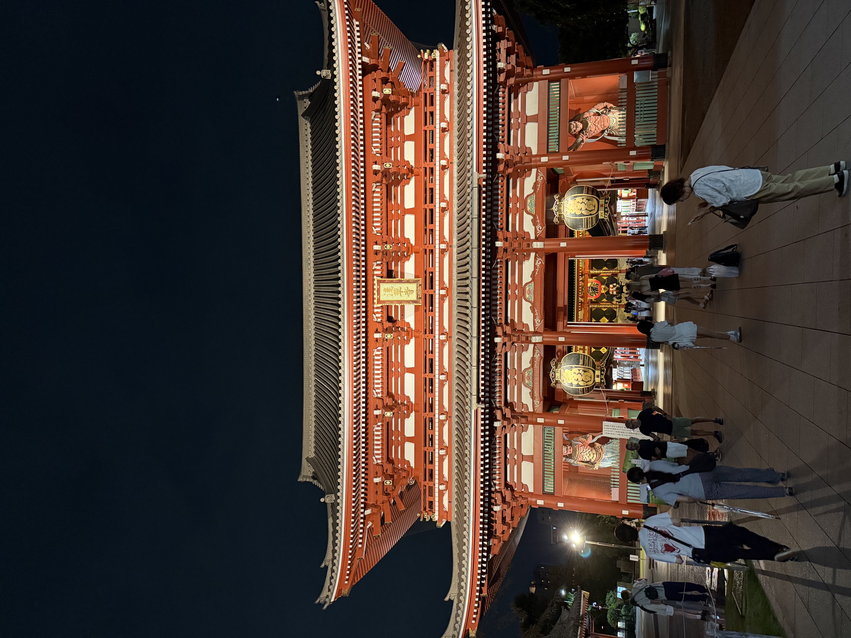 Hozomon Gate at Senso-ji illuminated at night